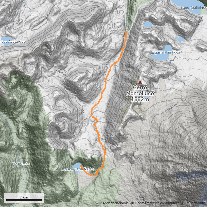 Mapa Paso Paimún y Laguna Carilafquén