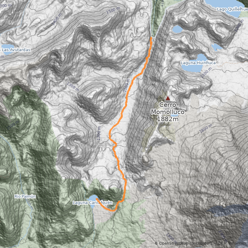 Mapa Paso Paimún y Laguna Carilafquén