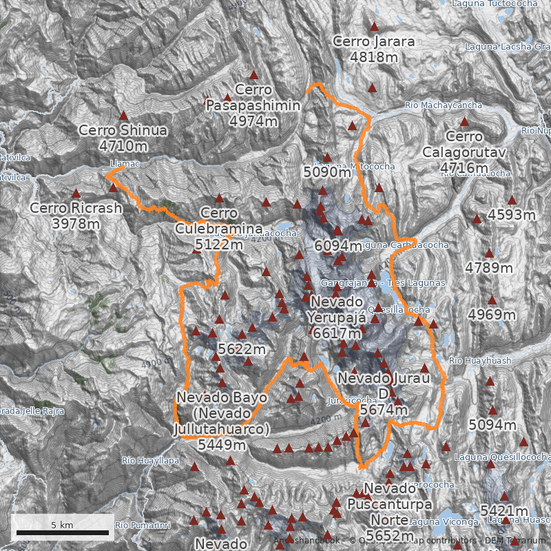 Mapa Circuito Alpino Cordillera Huayhuash