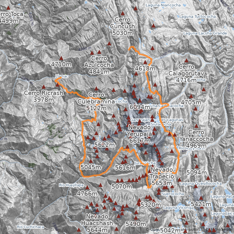 Mapa Circuito Alpino Cordillera Huayhuash