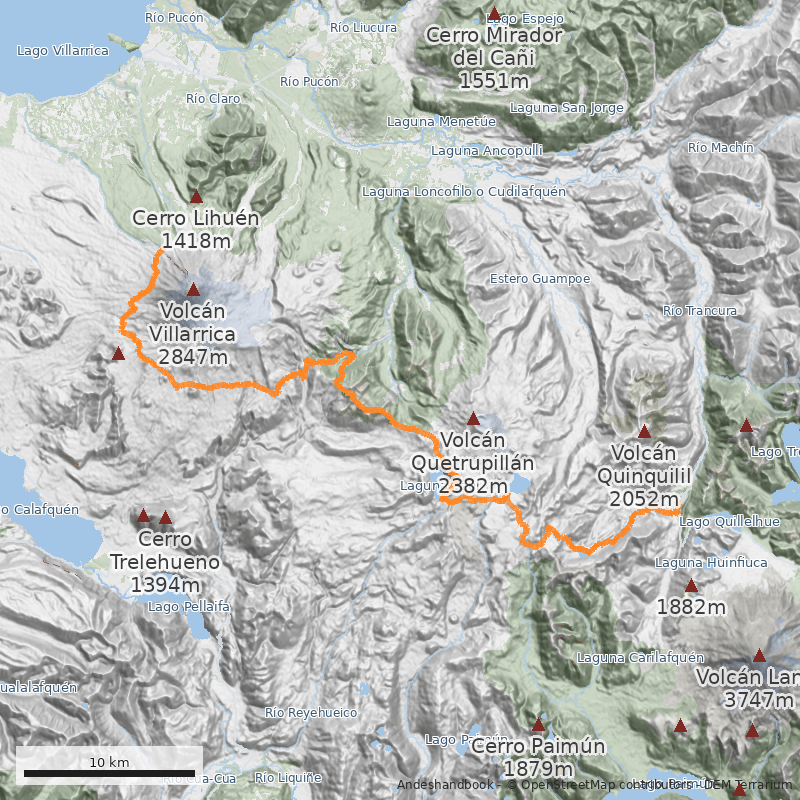 Mapa Villarrica Traverse 