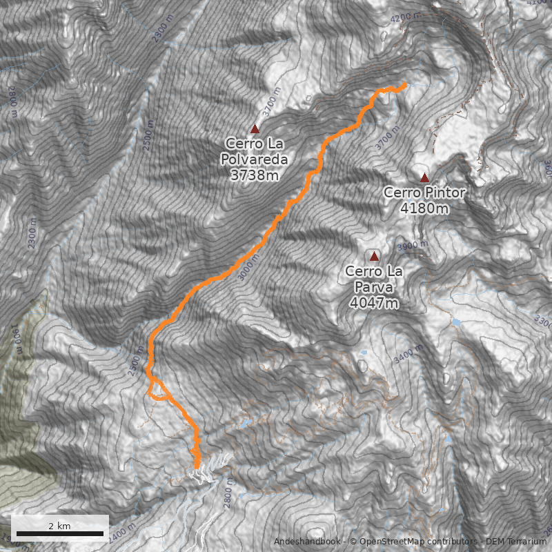 Mapa Sendero del Puma desde la Parva