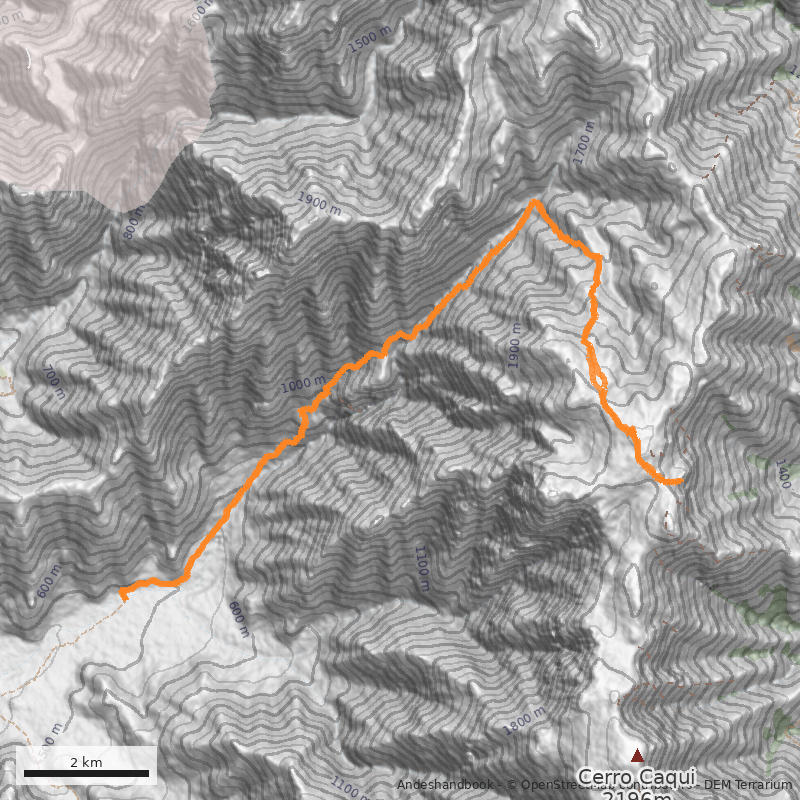 Mapa Piedra del Gaucho por Quebrada el Garretón
