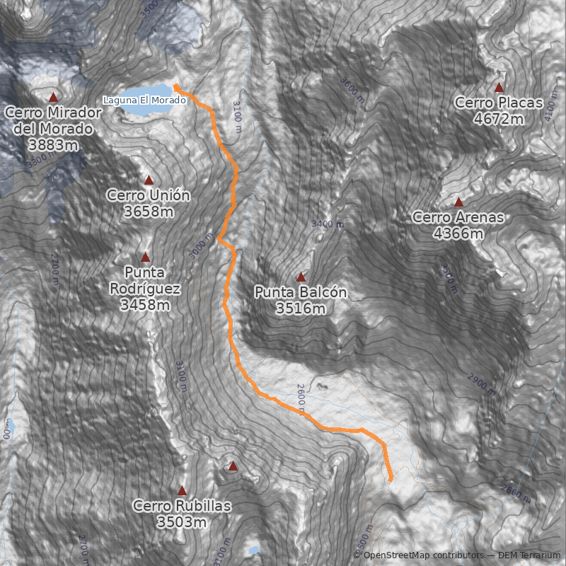 Mapa Laguna y Glaciar del Morado