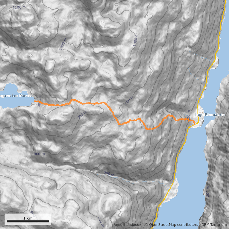 Mapa Laguna los Pumas