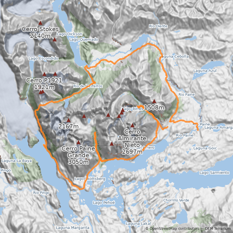Mapa La O (Macizo del Paine)