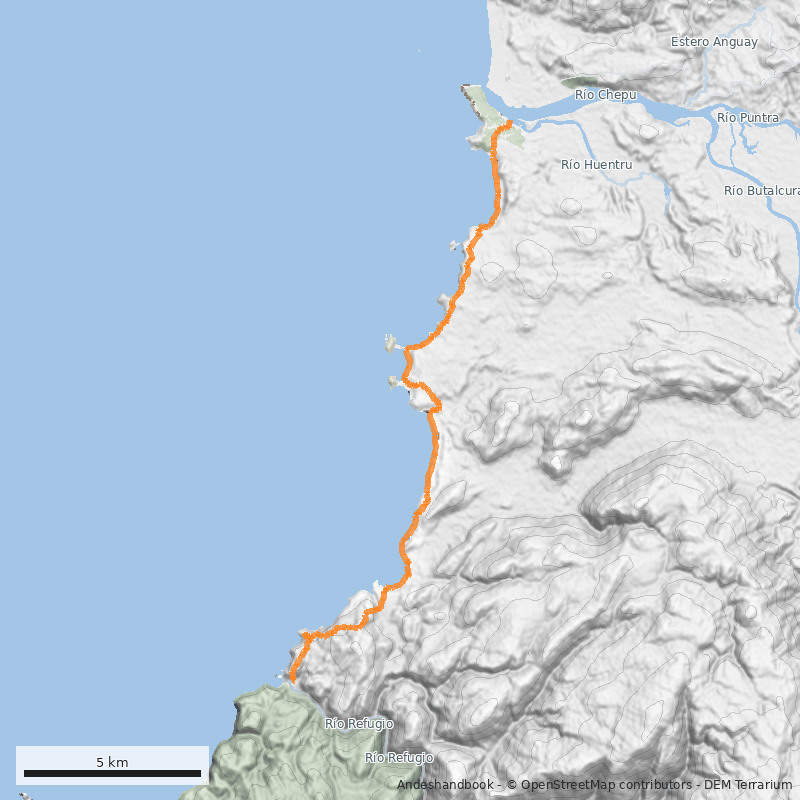 Mapa Travesía Chepu - Río Lar