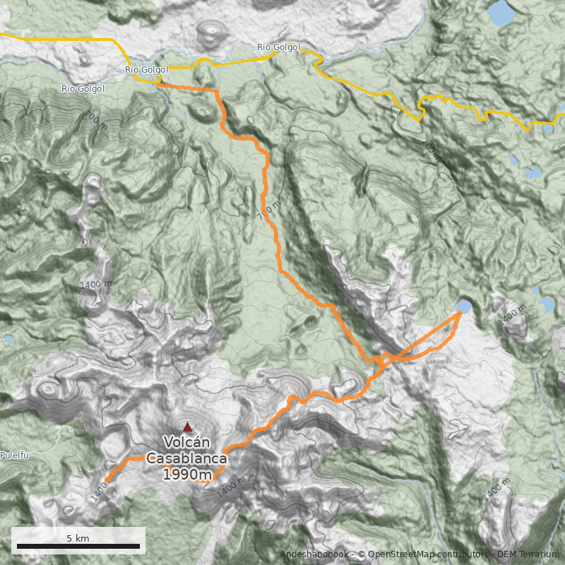 Mapa Travesía Antillanca-Anticura por Pampa Frutilla