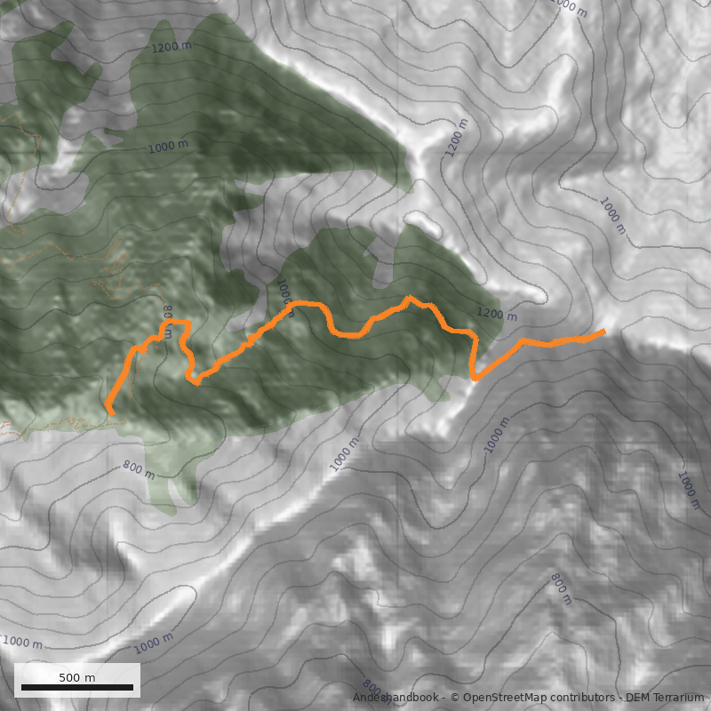 Mapa Portezuelo Ocoa desde Granizo