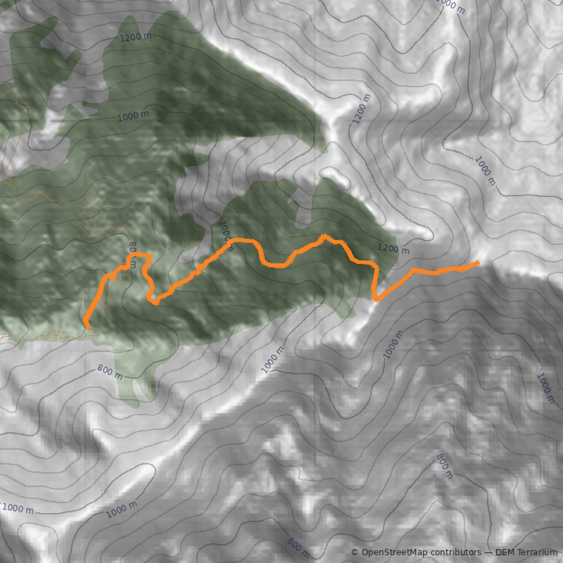 Mapa Portezuelo Ocoa desde Granizo