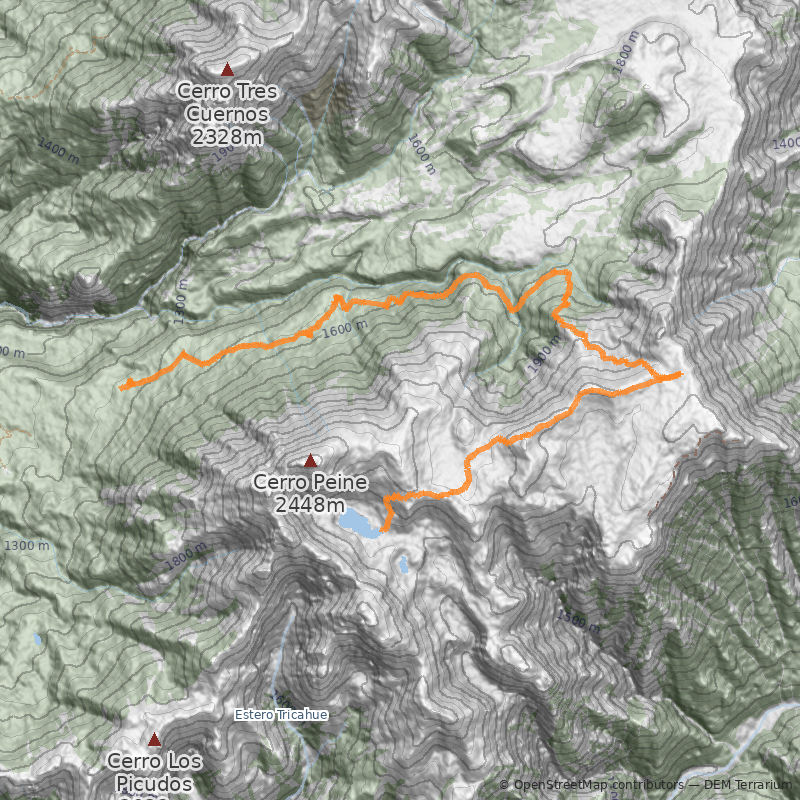 Mapa Laguna El Alto vía Enladrillado