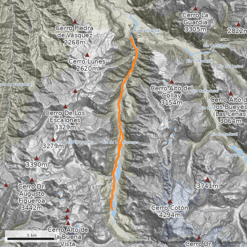 Mapa Valle Río de los Cipreses