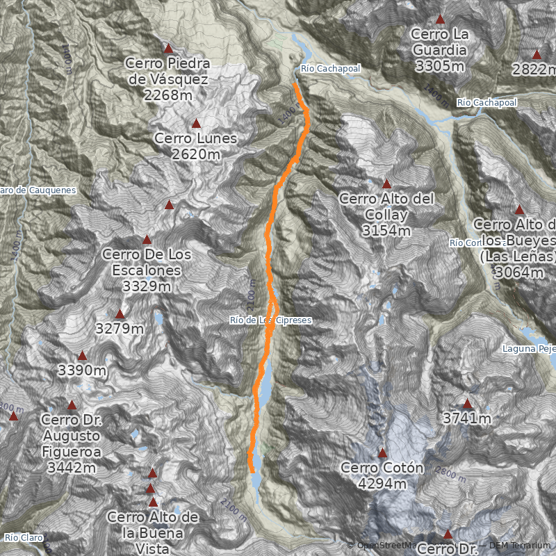 Mapa Valle Río de los Cipreses