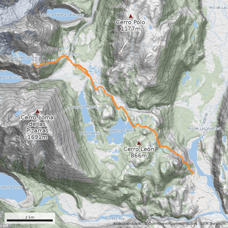 Mapa Laguna de Los Tres