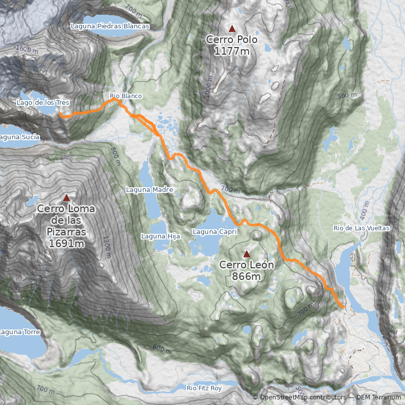 Mapa Laguna de Los Tres