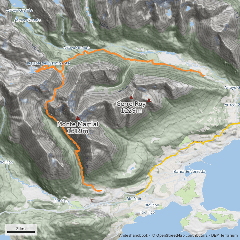 Mapa Laguna del Caminante y Paso de la Oveja