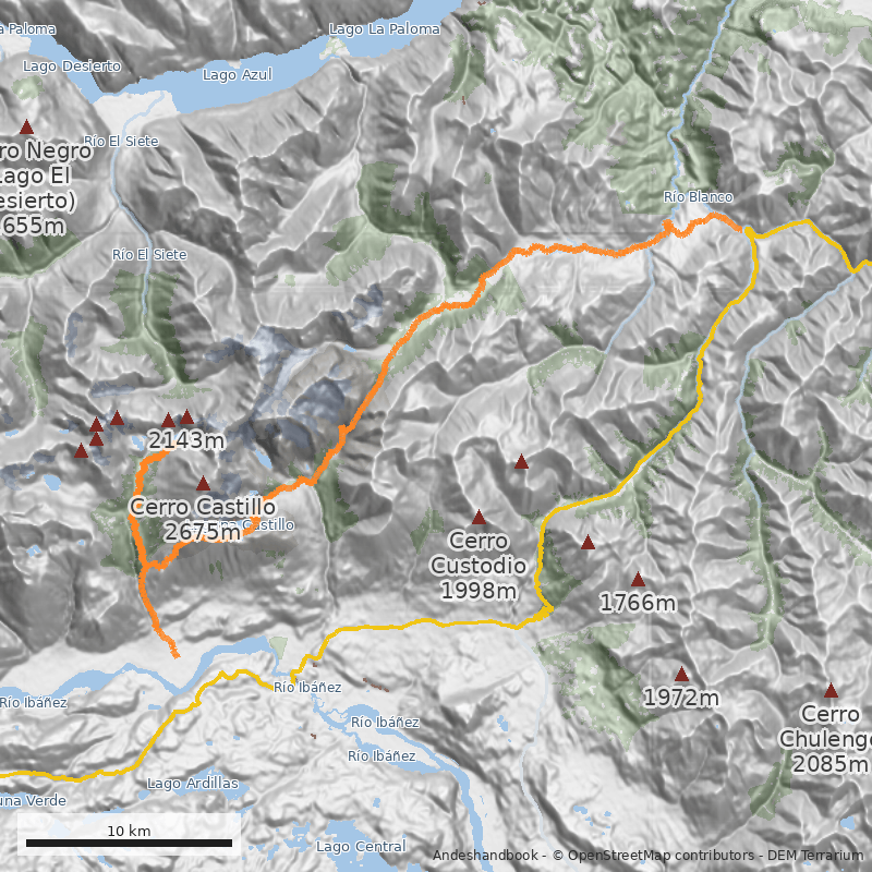 Mapa Travesía Cerro Castillo - Las Horquetas