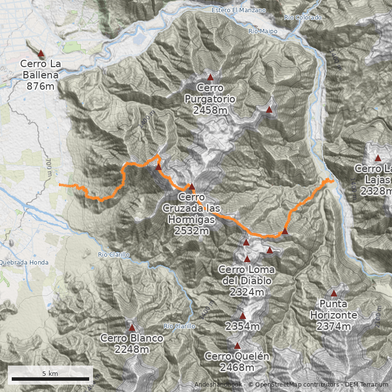 Mapa Travesía El Toyo - Pirque