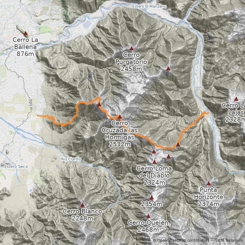Mapa Travesía El Toyo - Pirque
