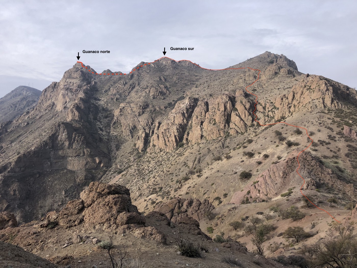 Cara suroeste desde cuesta de Chacabuco