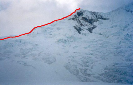 Cumbre Norte, quebrada Parón-filo norte