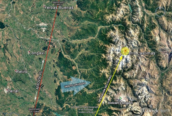 Área del accidente del Lan 210