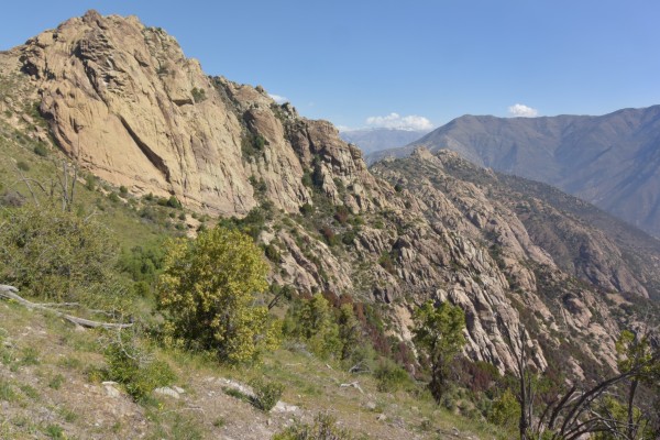 Torrecillas del Manzano bajando desde las Lomas del Olivillo por un filo hacia el estero El Manzano.