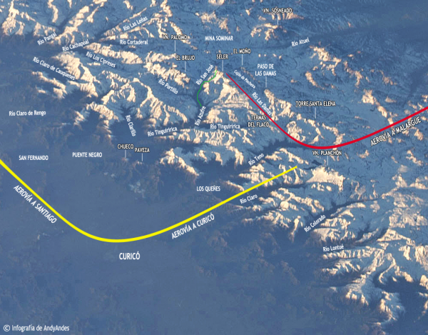 Área del accidente del avión uruguayo de 1972