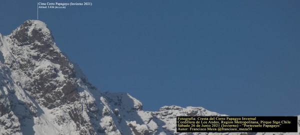 Cresta del Cerro Papagayo Invierno 2021