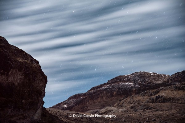 Foto nocturna del Nevado desde el sendero principal