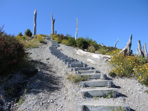 Escaleras hacia el cráter