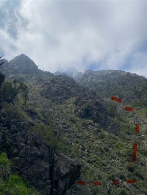 Bajada del filo a la quebrada 