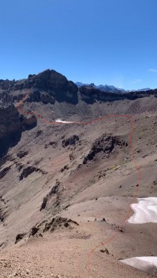 Ruta al cerro Manantiales desde cumbre cerro Sesquicentenario