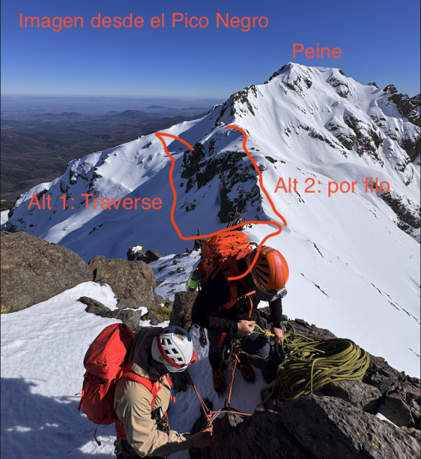 Rutas desde el Peine hasta el Pico NegroFoto: 5Foto desde el Pico Negro hacia el Cerro Peine desde el RapelDirección: NorteFelipe Leiva Panace