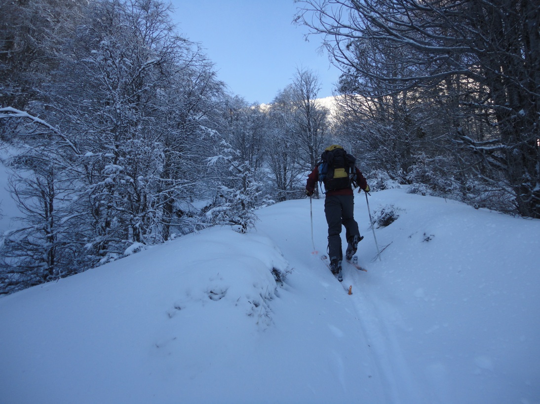 Camino al refugio El Caulle en invierno
