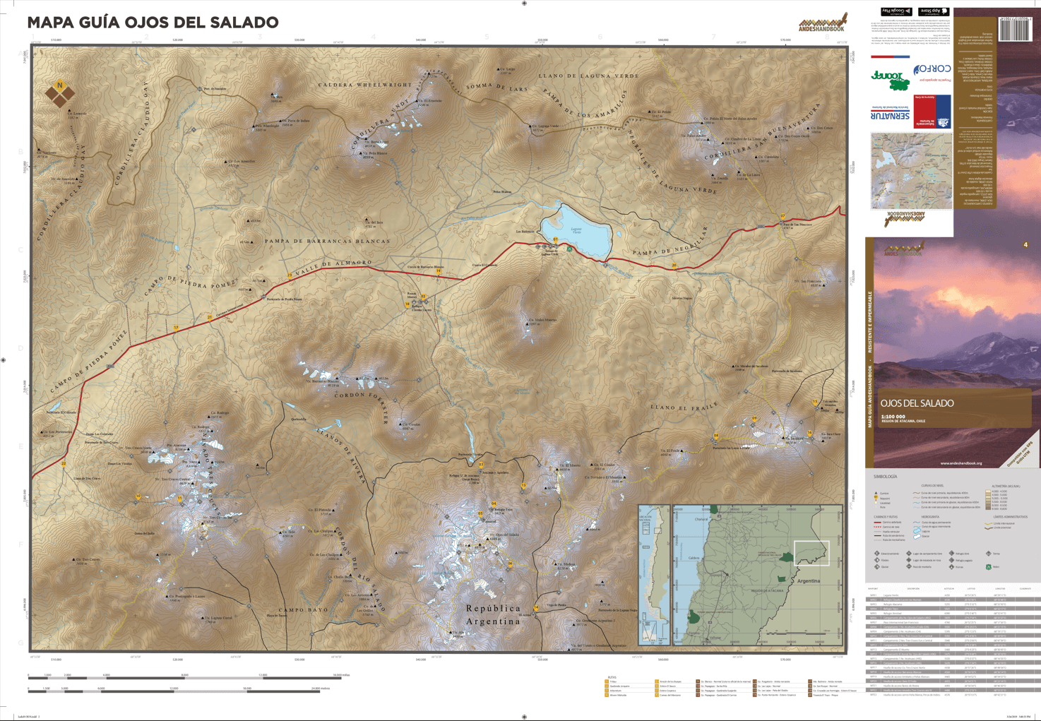 Mapa-guía Andeshandbook - Nevado Ojos del Salado - Imagen 2