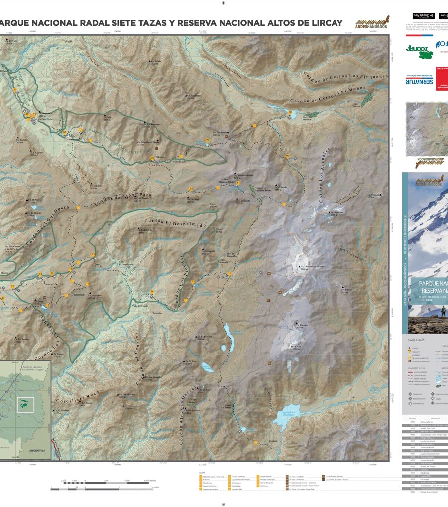 Alternative view of Mapa-guía Andeshandbook - P. N. Radal Siete Tazas y R. N. Altos de Lircay
