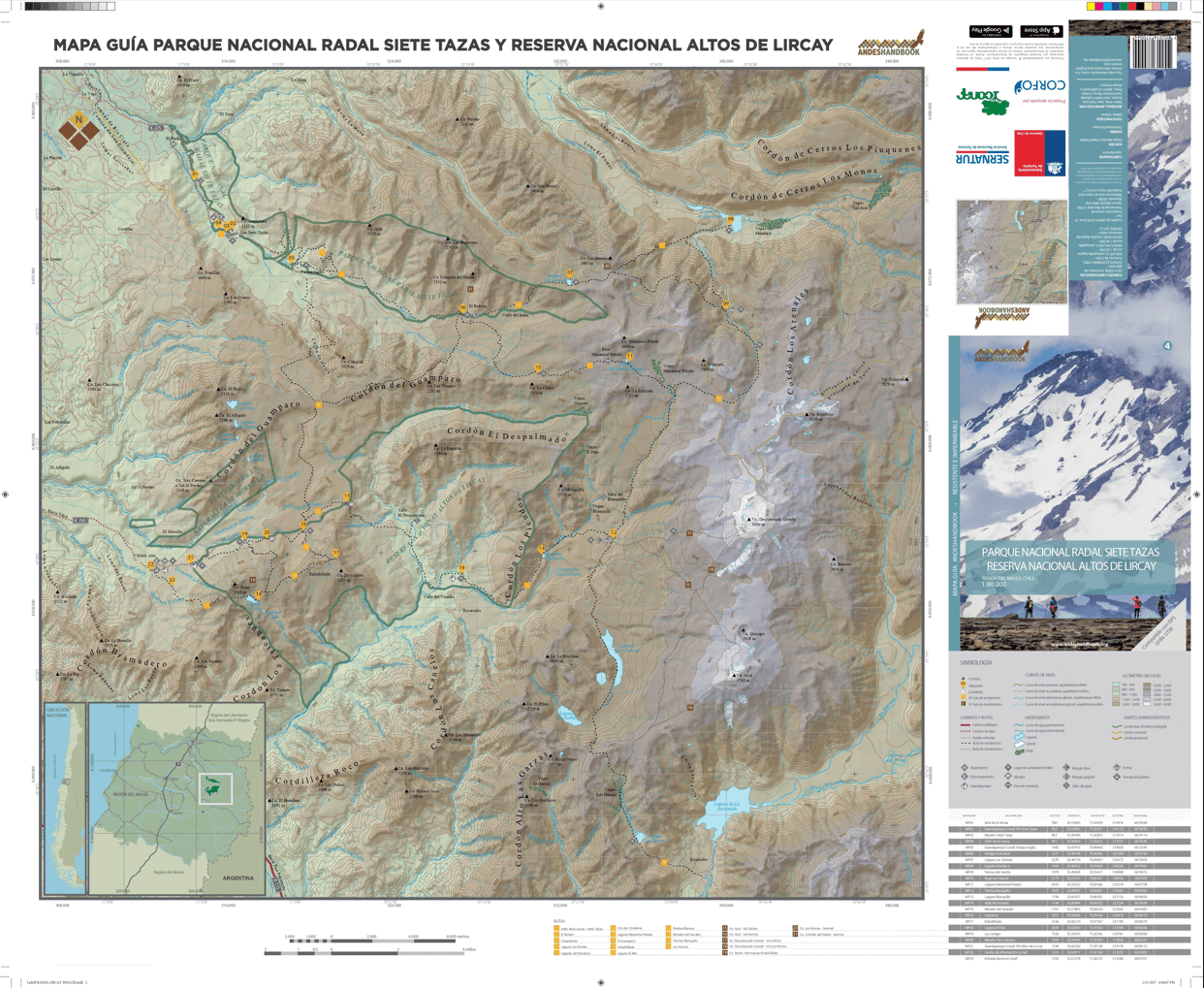 Mapa-guía Andeshandbook - P. N. Radal Siete Tazas y R. N. Altos de Lircay - Imagen 2