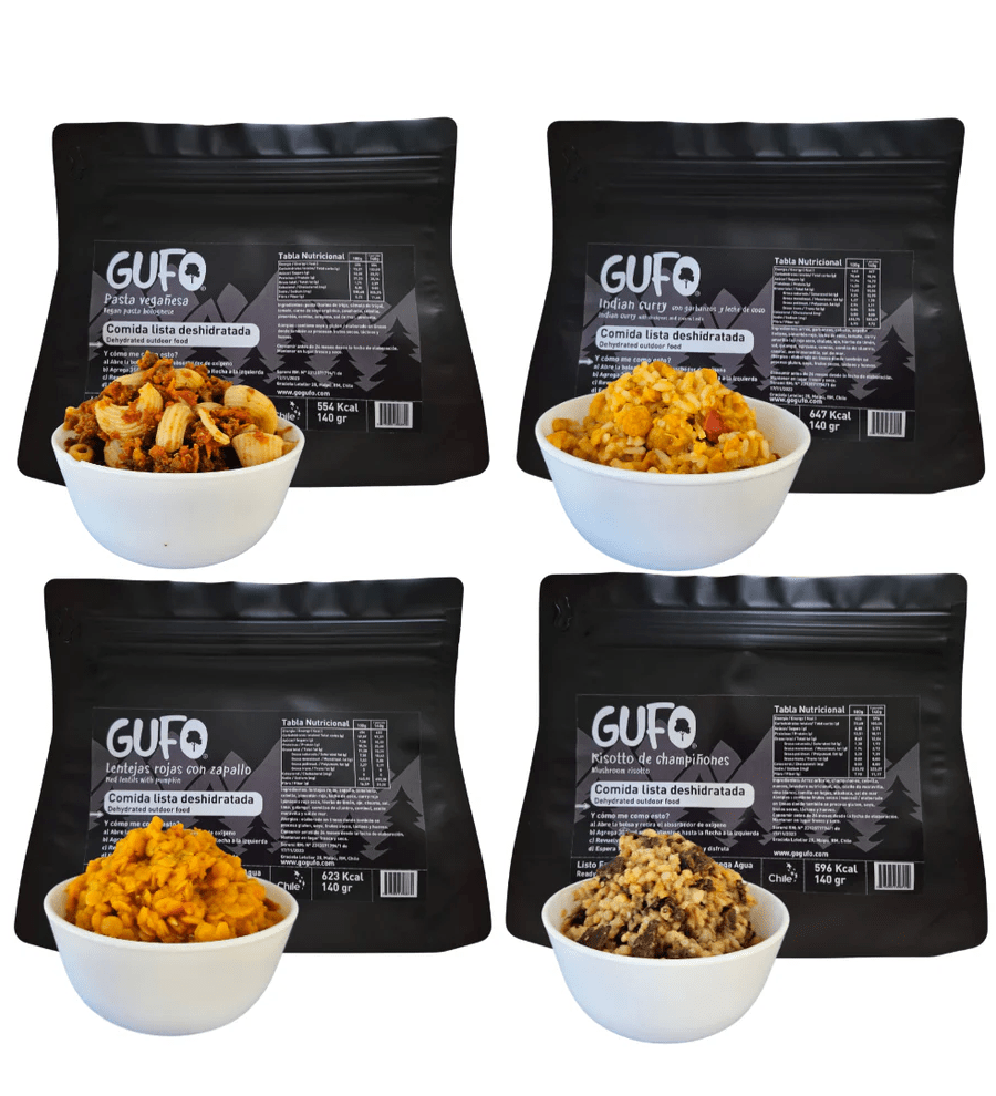 Pack con carne: 2 comidas liofilizadas Gufo Foods