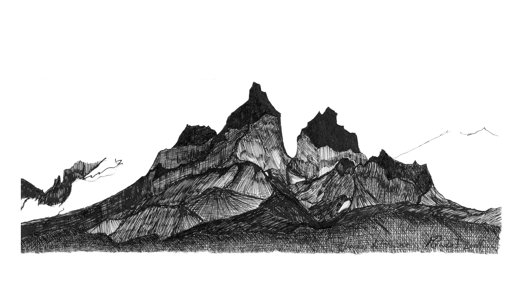 Ilustración Cuernos del Paine. Serie «Retratos de montaña» - Magdalena Prado