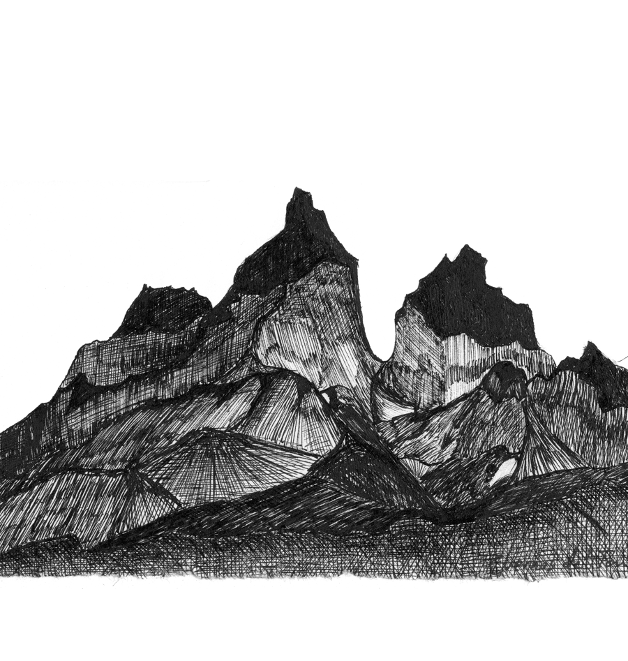Ilustración Cuernos del Paine. Serie «Retratos de montaña» - Magdalena Prado